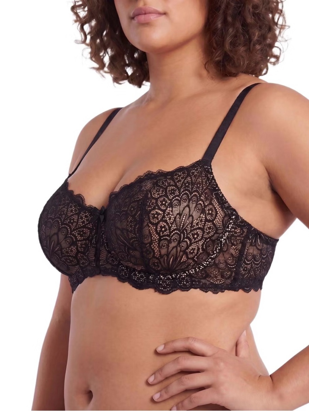 Torrid Black Lace Balconette Underwire Bra Unlined Size 44DD